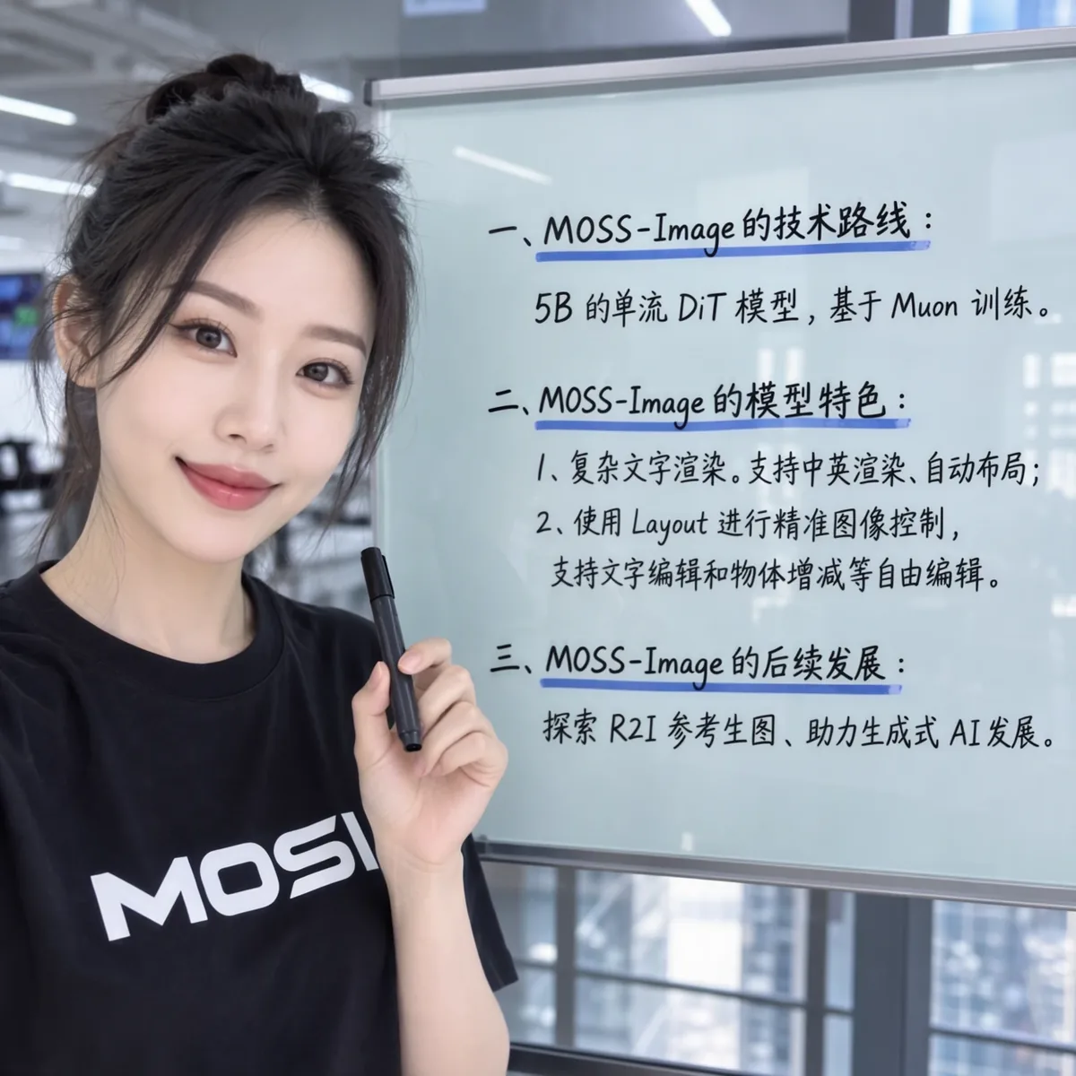 The same whiteboard prompt generated by MOSS-Image-SFT