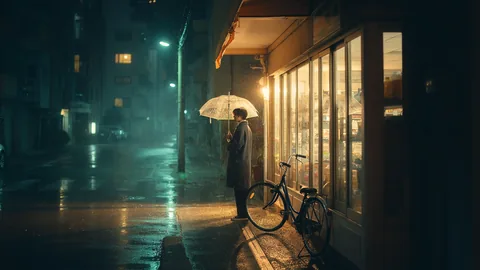 Convenience store on a rainy night